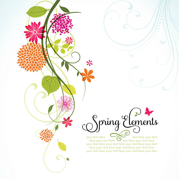 wiosna wzór z copyspace - single flower flower vine leaf stock illustrations