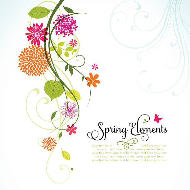 Spring Design with Copyspace Spring design with flowers, leaves and copyspace. EPS10 file contains transparencies. Hi res joeg included, global colors used. Scroll down to see more of my illustrations. vine border vector stock illustrations