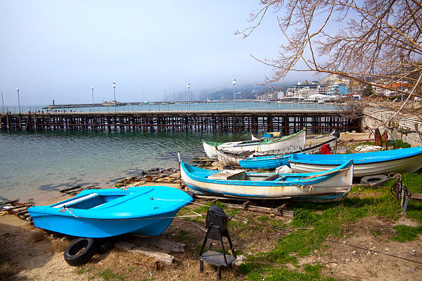 View from old fishing port in Balchik town , on the Black sea coast, Bulgaria