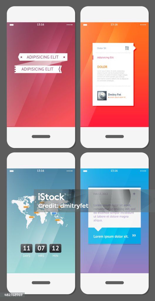 Mobilny interfejs użytkownika szablon Wektor-Stock - Grafika wektorowa royalty-free (Banner internetowy)