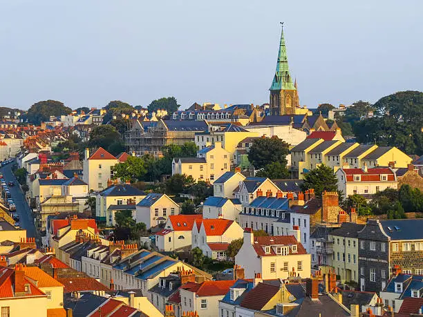 Photo of Aerial view of the Saint Peter Port at sunrise