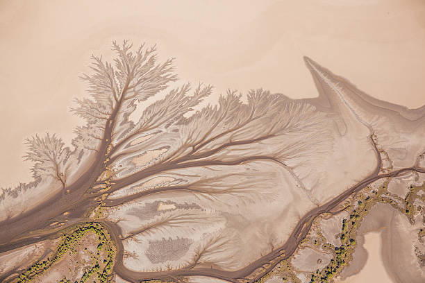 vista aérea à tidal creek padrões - kimberley plain - fotografias e filmes do acervo