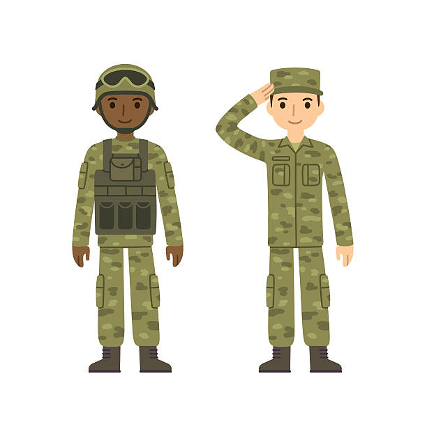 ilustrações de stock, clip art, desenhos animados e ícones de soldados - navy officer armed forces saluting