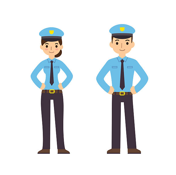 illustrazioni stock, clip art, cartoni animati e icone di tendenza di poliziotti - badge blue crime law