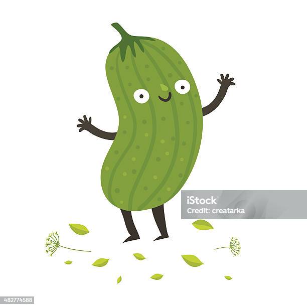 Cute Funny Cartoon Cucumber Stock Illustration - Download Image Now - Pickle, Pickled, Cartoon