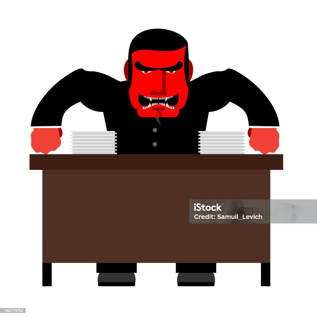Angry Boss Ruler Angry Boss Chief Red With Anger At Table Stock Illustration - Download ...