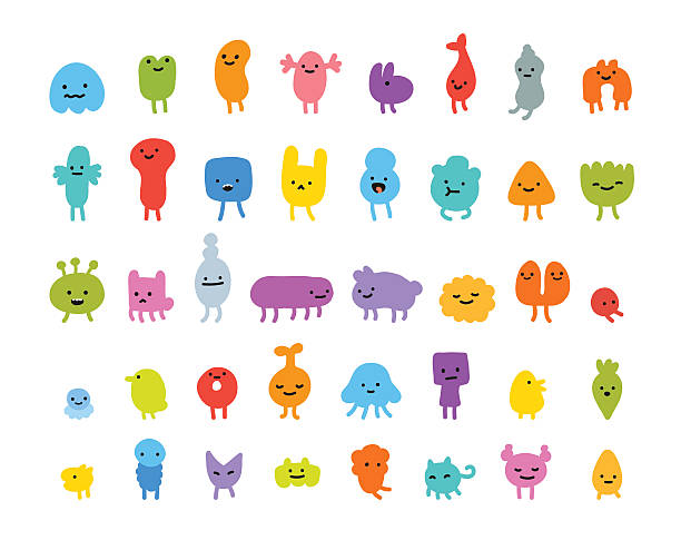 Cute monsters Set of cute little cartoon monsters with different shapes, colors and facial expressions. characters stock illustrations