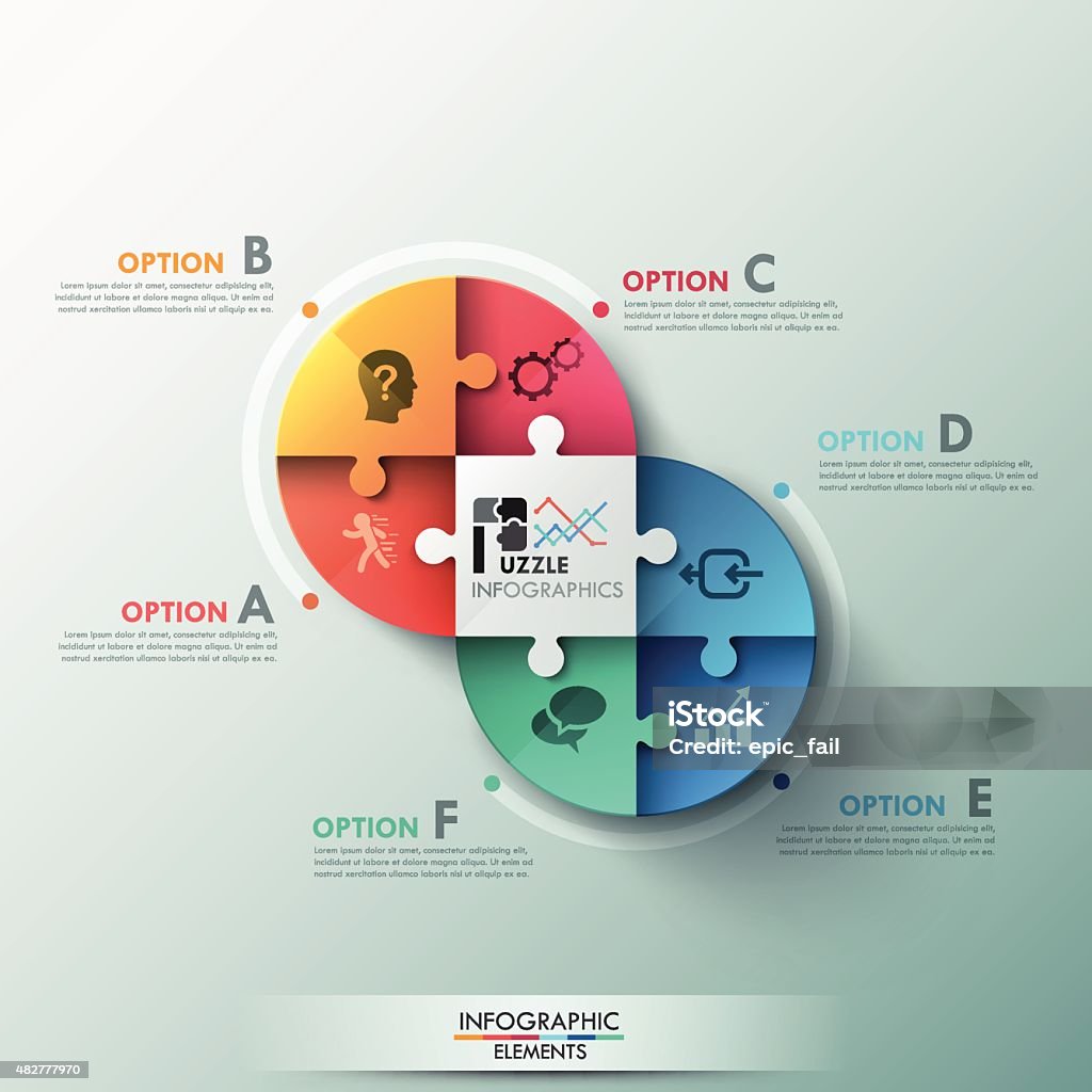 Modern infographic options banner Modern infographic options banner with circle made of 7 puzzle elements. Vector. Can be used for web design and workflow layout 2015 stock vector