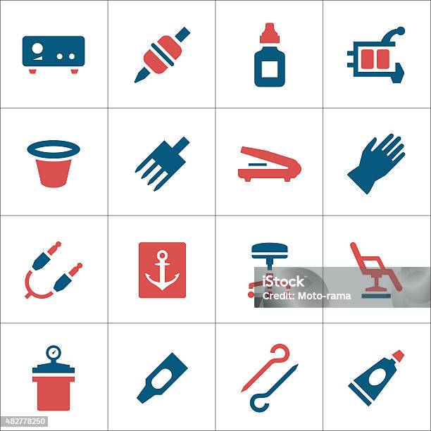 Set Color Icons Of Tattoo Equipment And Accessories Stock Illustration - Download Image Now