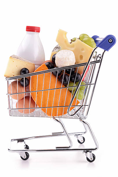 istock shopping cart with dairy products 482781723