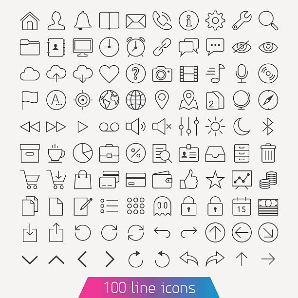 Thin line icon set. vector art illustration