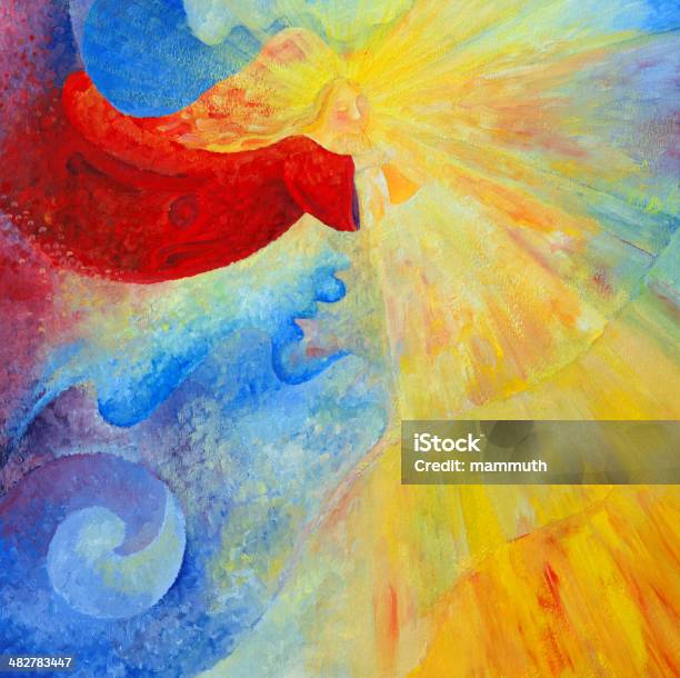 Angel With Trumpet And Light Rays Stock Illustration - Download Image Now - Angel, Trumpet, Backgrounds