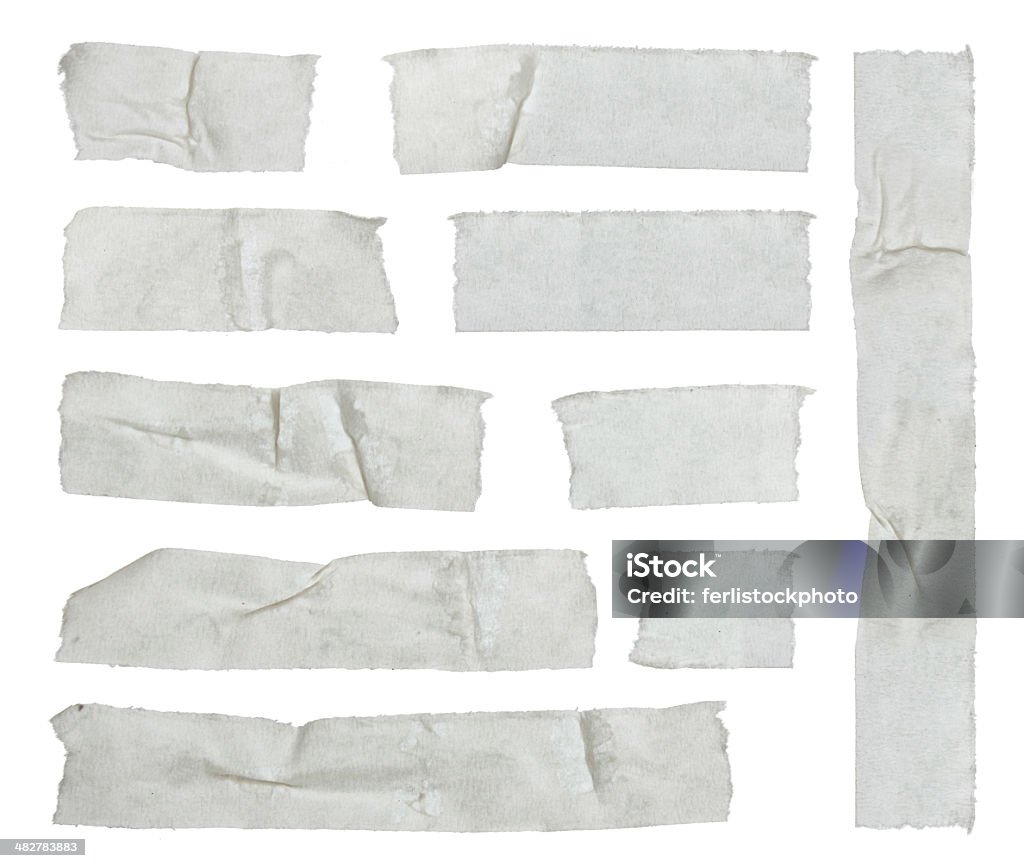 Strips of masking tape Strips of masking tape isolated on white Adhesive Tape Stock Photo