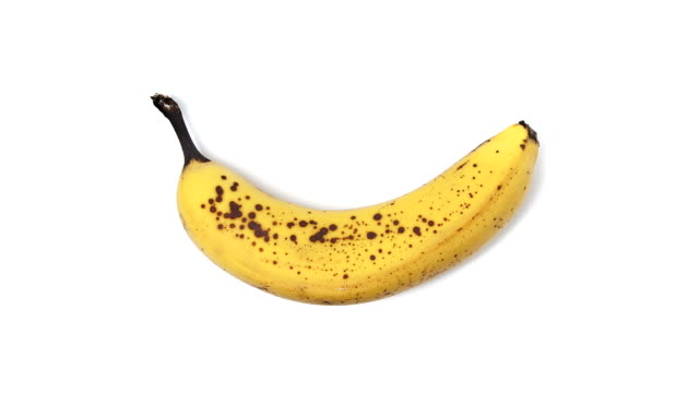 Timelapse of a banana decaying, white background