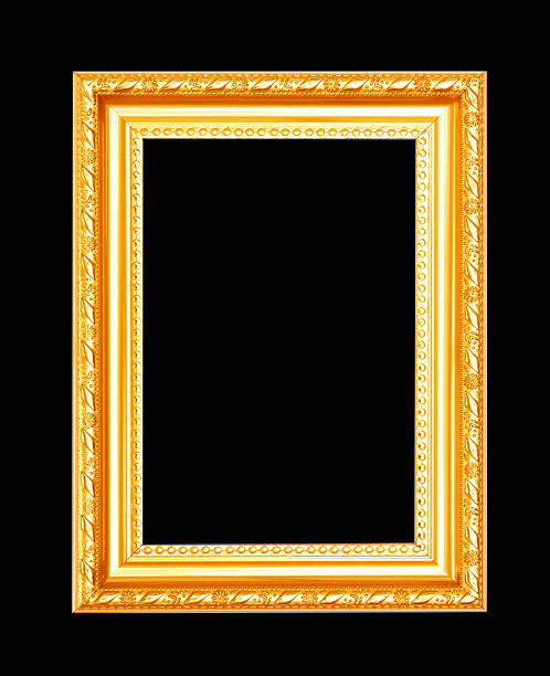 istock Gold antique frame isolated on black background 482784421