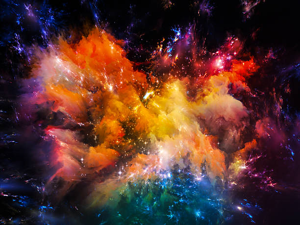 nebulosa colorido - exploding abstract fractal futuristic - fotografias e filmes do acervo