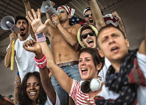 istock Group of american supporters at stadium 482785467