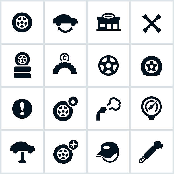 reifen shop symbole - auto repair shop tire car mechanic stock-grafiken, -clipart, -cartoons und -symbole