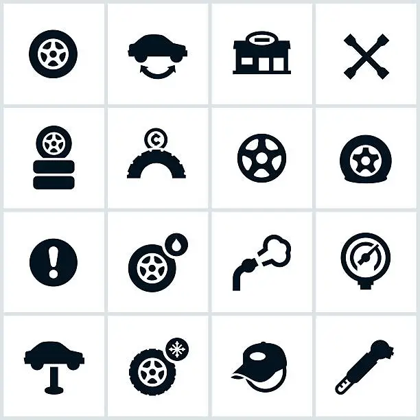 Vector illustration of Tire Shop Icons