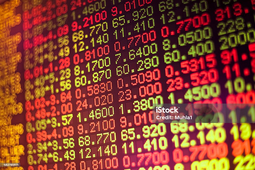 Stock market data auf digitale Tafel - Lizenzfrei Auslage Stock-Foto