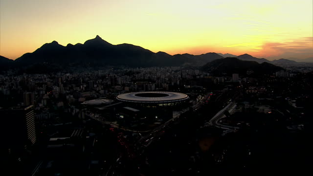 Aerial shot of Rio de Janeiro, Brazil at night