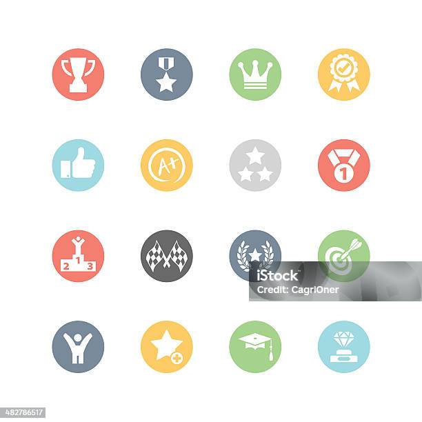 Achievement And Awards Icons Minimal Style Stock Illustration - Download Image Now - Achievement, Aspirations, Award