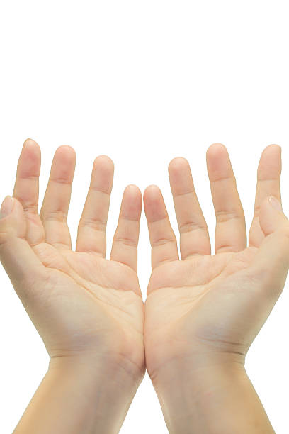 istock empty female open hand  holding,begging,charity  isolated on white 482786811