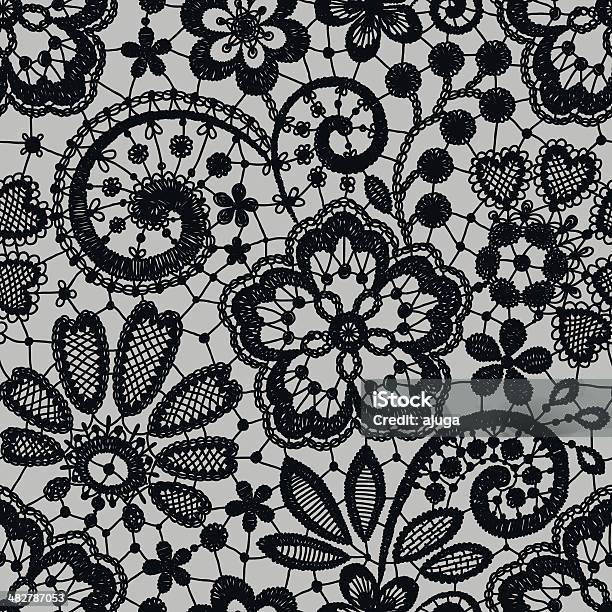 Ilustración de Negro Lace Perfecta y más Vectores Libres de Derechos de Encaje - Encaje, Diseño floral, Motivo repetido