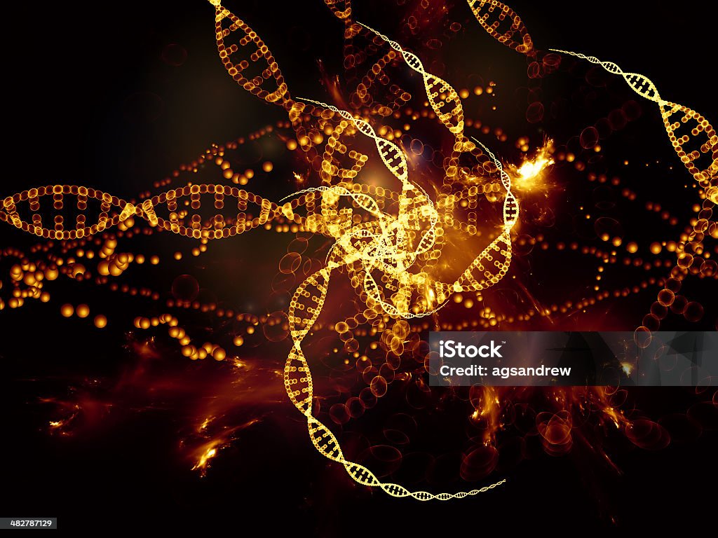 Visualization of DNA Molecular Dreams series. Composition of conceptual atoms, molecules and fractal elements suitable as a backdrop for the projects on biology, chemistry, technology, science and education Abstract Stock Photo