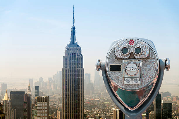 Aerial view of Manhattan New York City Amazing aerial view of downtown New York City with all its skyscrapers and the iconic Empire State Building. observation point stock pictures, royalty-free photos & images