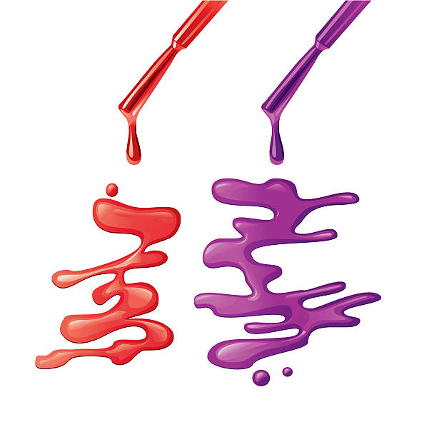 nail lacquer colorful illustration of nail lacquer dripping down. nail brush stock illustrations