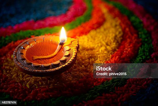 Diwali Oil Lamp Stock Photo - Download Image Now - Diwali, Rangoli, Diya - Oil Lamp