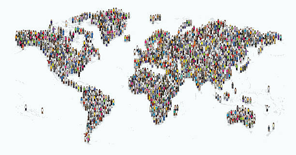 people of the earth Earth made up of the crowd. emigration & immigration stock illustrations