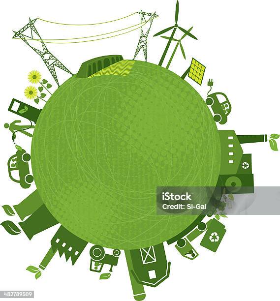 Ilustración de Industrias Verde Greenworld Series y más Vectores Libres de Derechos de Planeta Tierra - Planeta Tierra, Verde - Color, Conservación del ambiente