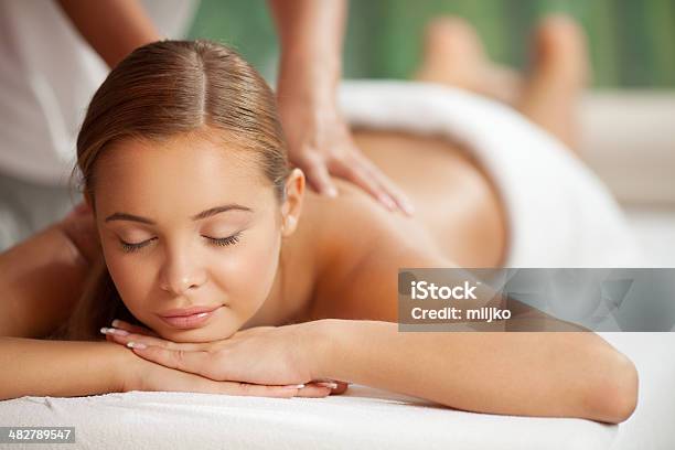 Enjoying In Massage Stock Photo - Download Image Now - Adult, Alternative Therapy, Back