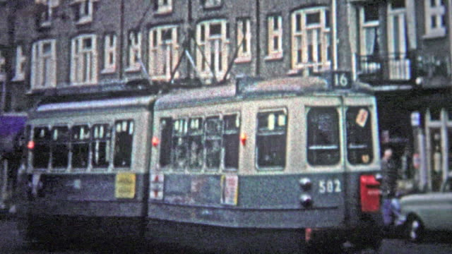Amsterdam, Netherlands- 1966: Street cars were a popular form of public transportation in the urban center.