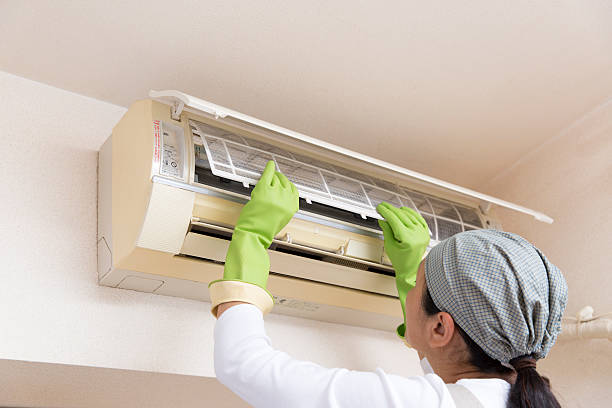 Air conditioning cleaning stock photo