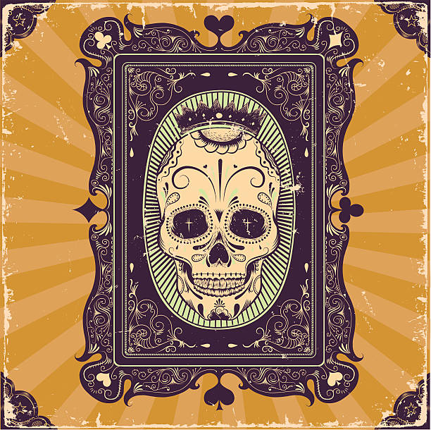 Poker card frame Poker card frame, under grunge texture book binding illustrations stock illustrations
