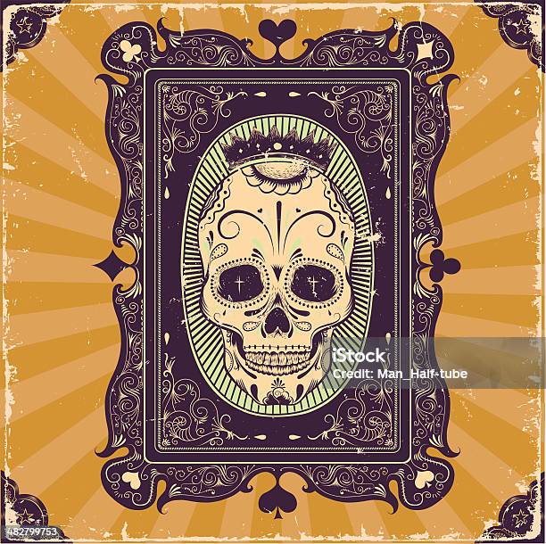 Poker Card Frame Stock Illustration - Download Image Now - Mexican Culture, Tattoo, Day Of The Dead