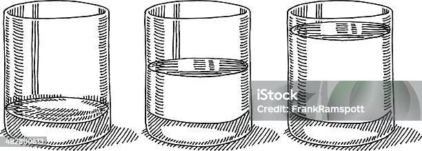Ilustración de Vaso De Agua Medio Vacío Completo Dibujo y más Vectores Libres de Derechos de Vaso - Vaso, Cristal - Material, Medio lleno