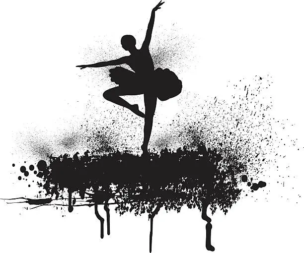 Vector illustration of Ballet Dancer - Grunge Style