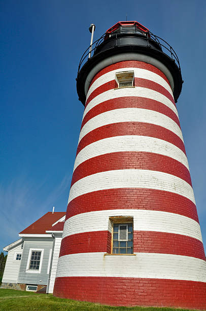 West Quoddy Head Lighthouse, Maine (USA) West Quoddy Head Lighthouse, Maine (USA) quoddy head state park stock pictures, royalty-free photos & images