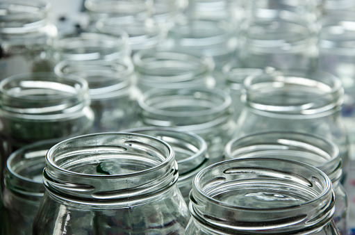 many empty jars for home-made preserves
