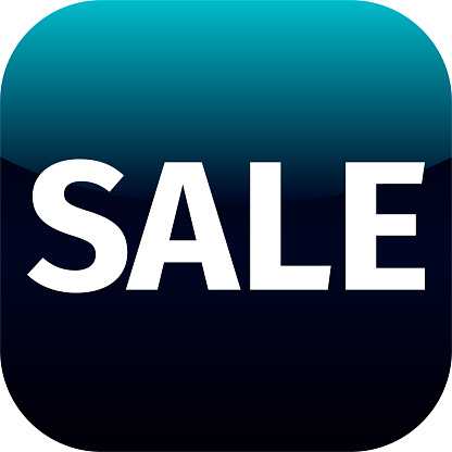 blue text sale icon for app - phone, web