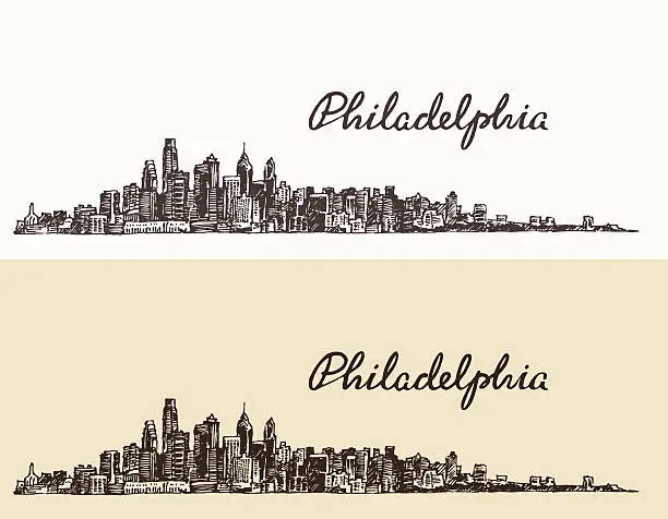 Vector illustration of Philadelphia skyline hand drawn sketch Vector
