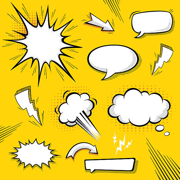 ilustraciones, imágenes clip art, dibujos animados e iconos de stock de cómic discurso burbujas - viñeta