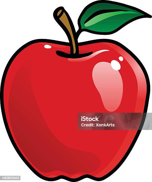 Dessin Animé Pomme Vecteurs libres de droits et plus d'images vectorielles de Pomme - Pomme, Rouge, Couleur verte