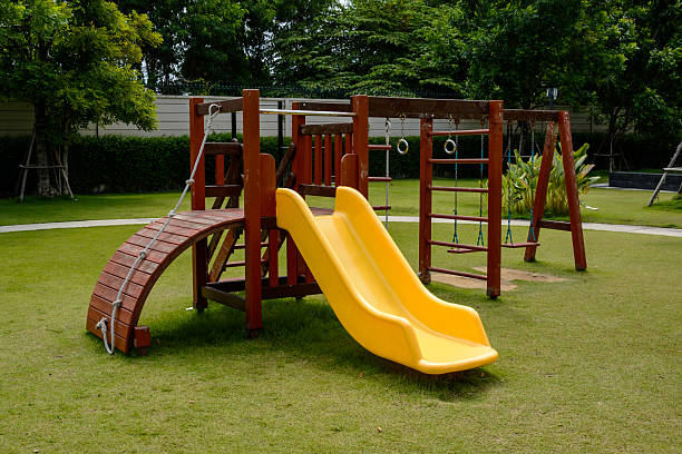 istock Playground with lawn at village 482803024