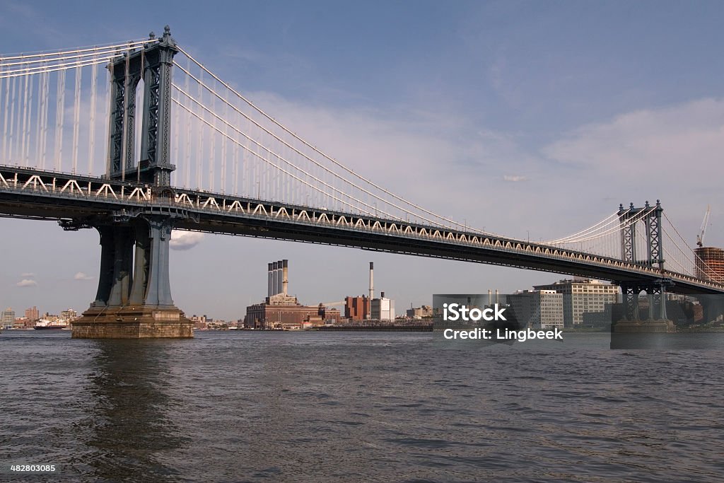 De Nova York Manhattan Bridge East River - Foto de stock de Arquitetura royalty-free