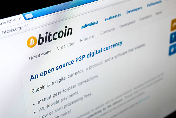 Screenshot Bitcoin home page website Cali, Colombia - May 21h, 2013: Bitcoin website on a computer screen. Bitcoin is a digital currency. btcbit cv lv stock pictures, royalty-free photos & images